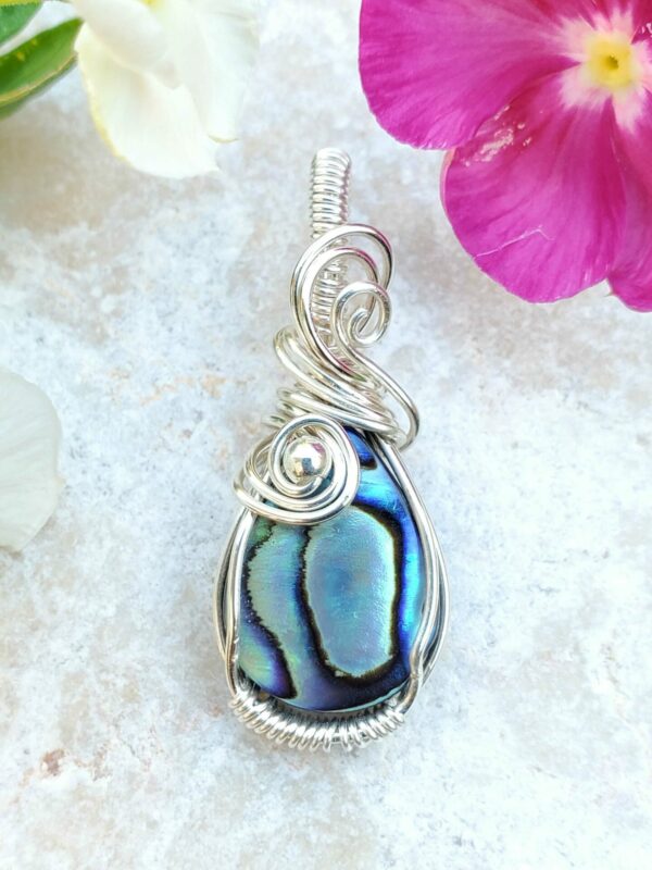 Silver Handmade Abalone Wire Wrapped Pendant