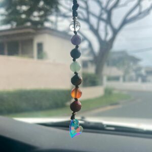 7 chakra crystal suncatcher car charm with heart crystal