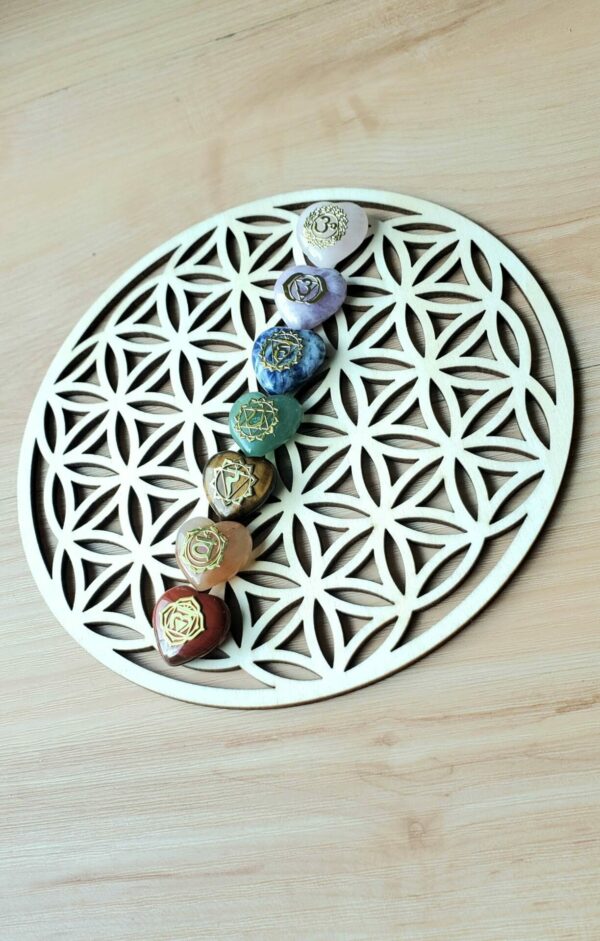 chakra crystals arrange on crystal grid