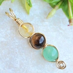 Citrine manifestation necklace with tiger's eye and green aventurine