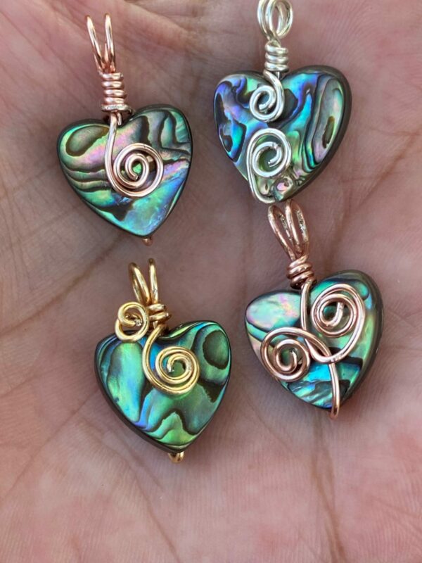 Abalone Heart Pendant Wire Wrapped Styles