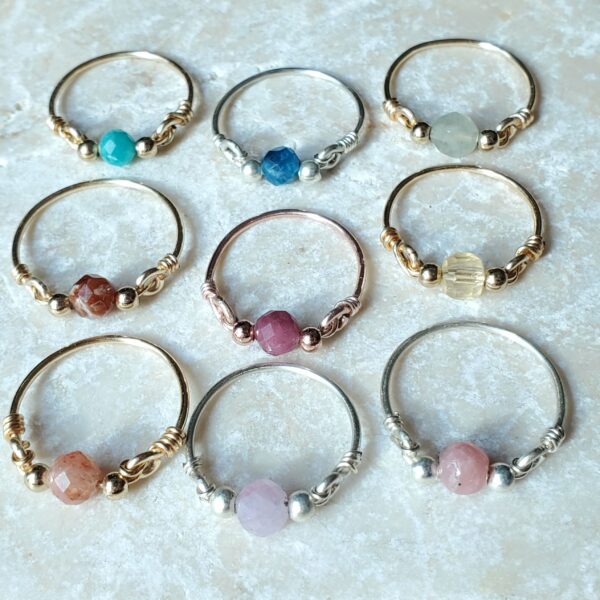 Natural gemstone crystal ring for healing and positive energy.