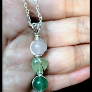 rose quartz, prehenite, green aventurine pendant necklace